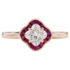 The Lilly Signature GIA Diamond and Ruby Engagement Ring in 18K Rose Gold
