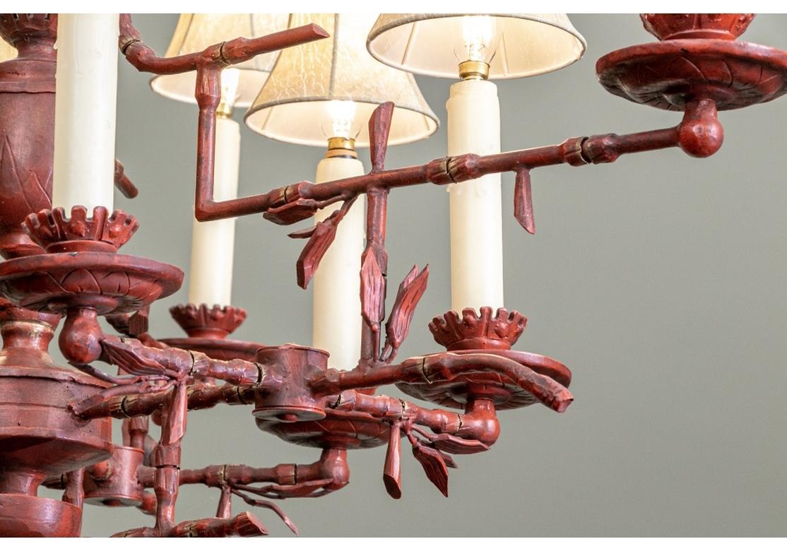 Chippendale “Lily” Painted Bronze Chandelier by Paul Ferrante For Sale