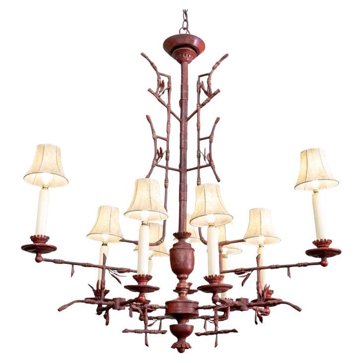 “Lily” Painted Bronze Chandelier by Paul Ferrante For Sale