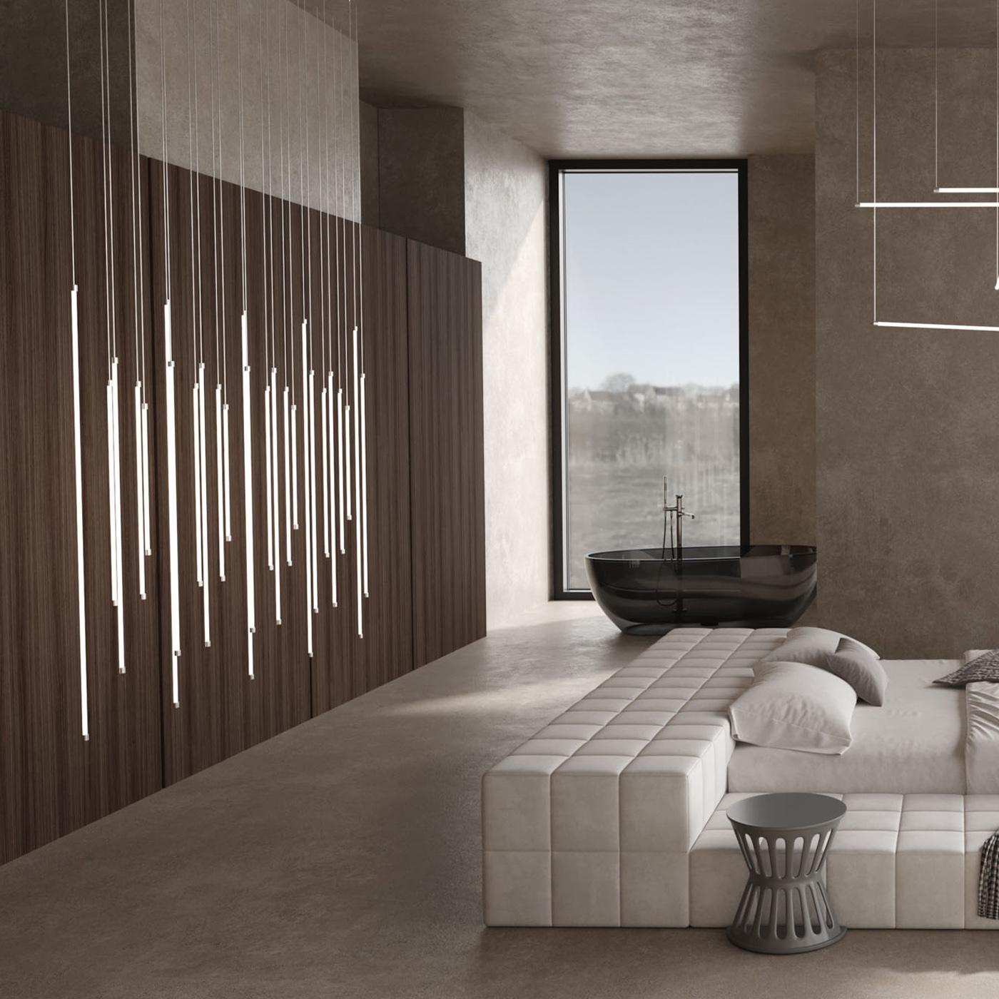 XXI secolo e contemporaneo Lampadario in vetro The Line 4 di Stillux in vendita