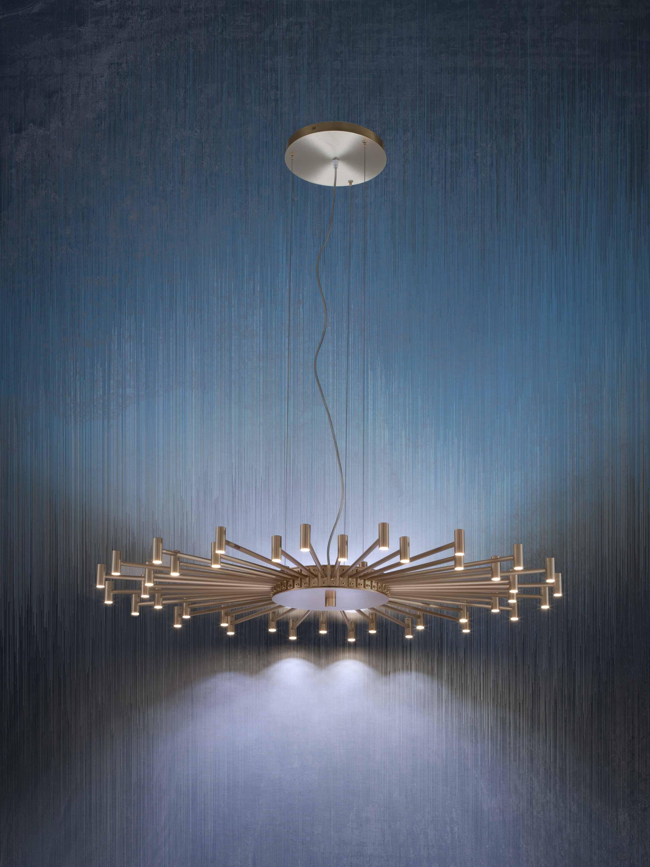 The Line Ceiling Lamp, 21509, by Stillux Illuminazione
Dimensions: D 106 x H 9 cm.
Materials: Steel, iron, satin brass.

Available in nickel, chrome, satin nickel, black nickel, copper plated, shadow gold, gold plated, satin brass, or brushed