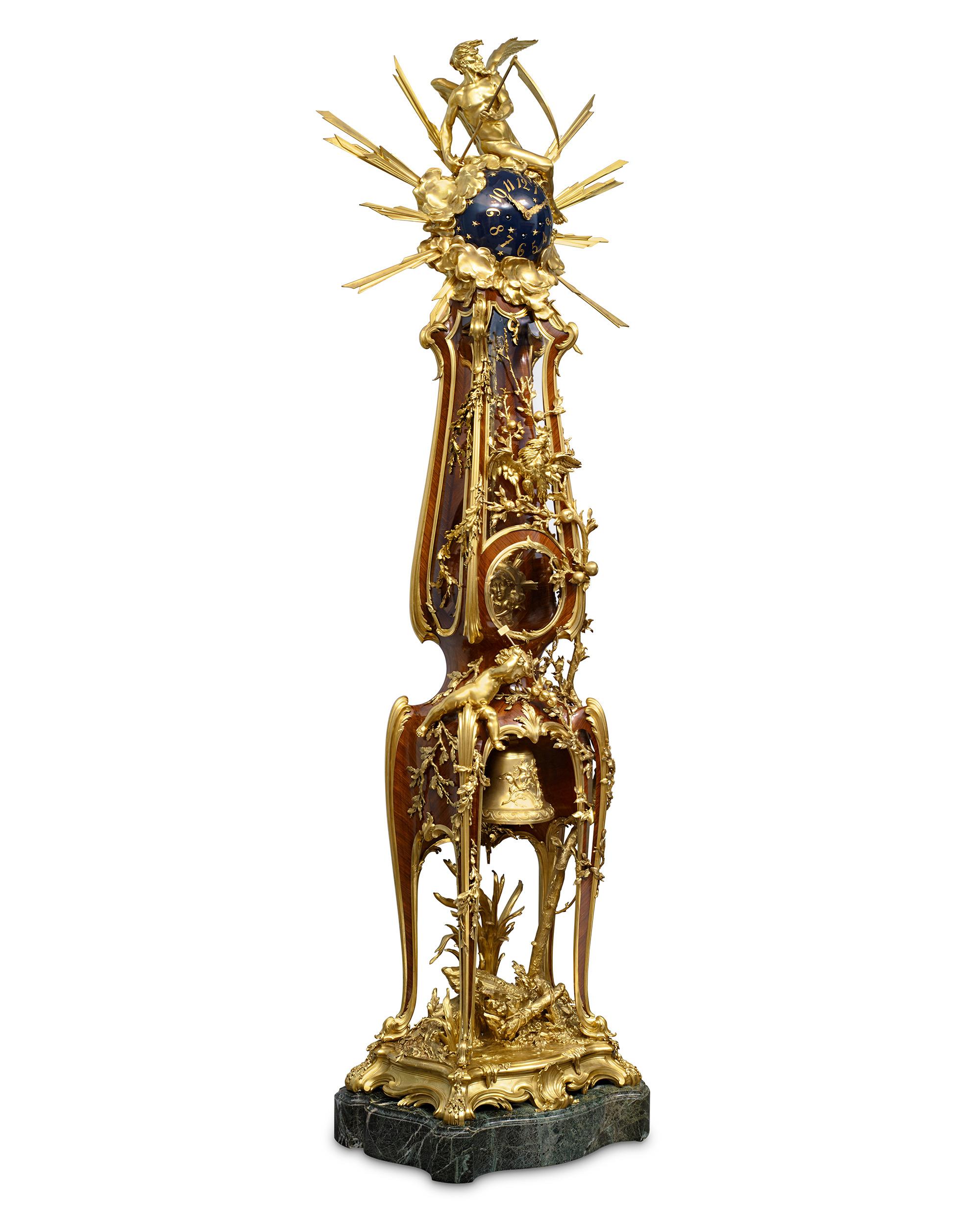 Grand Regulator Weltausstellung Uhr
François Linke
CIRCA 1900

Dieser monumentale Régulateur von François Linke gilt als die größte jemals geschaffene Skulpturenuhr und wurde für die Pariser Weltausstellung von 1900 entworfen, als sich die besten