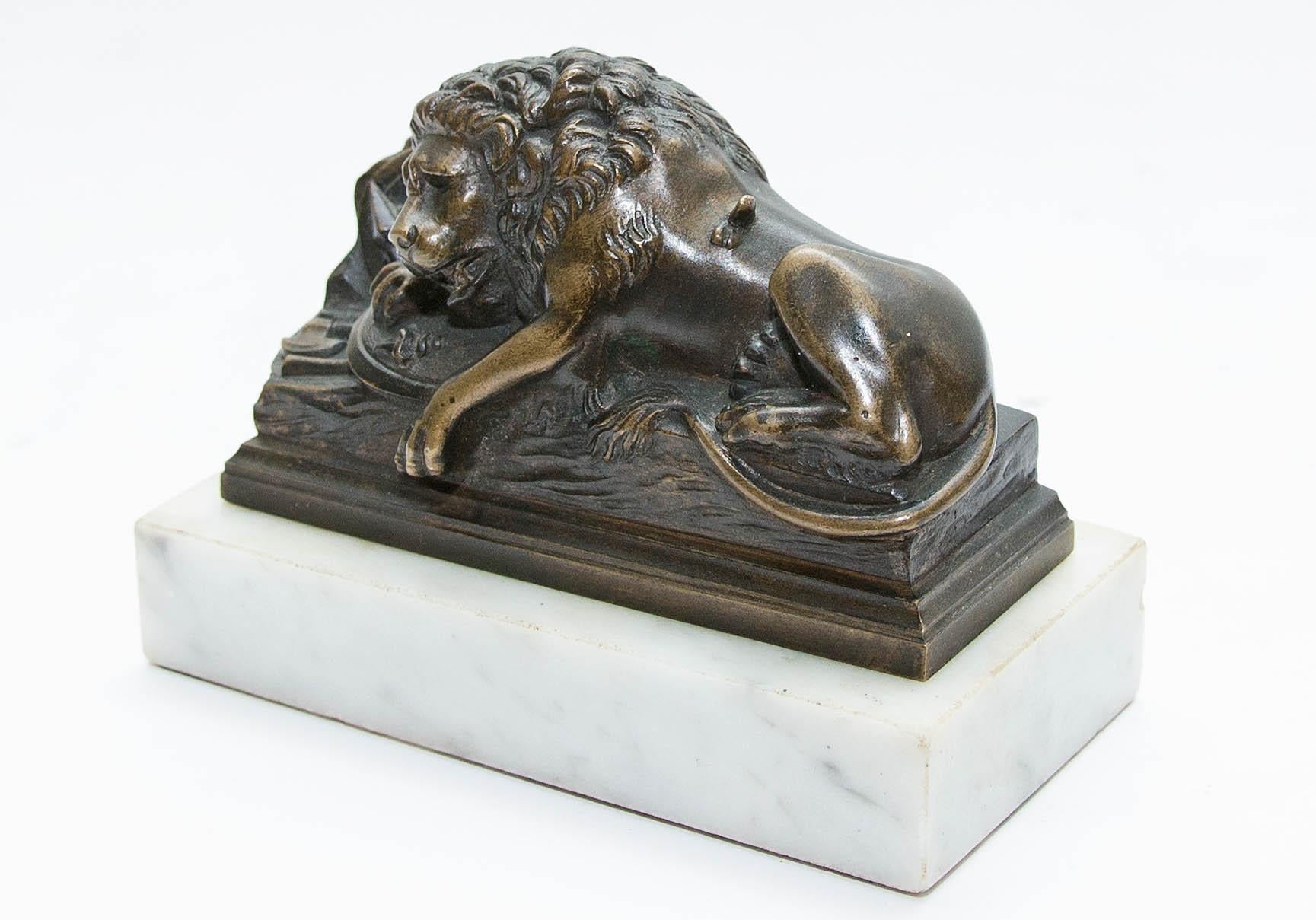 European The Lion of Lucerne Grand Tour Bronze Sculpture