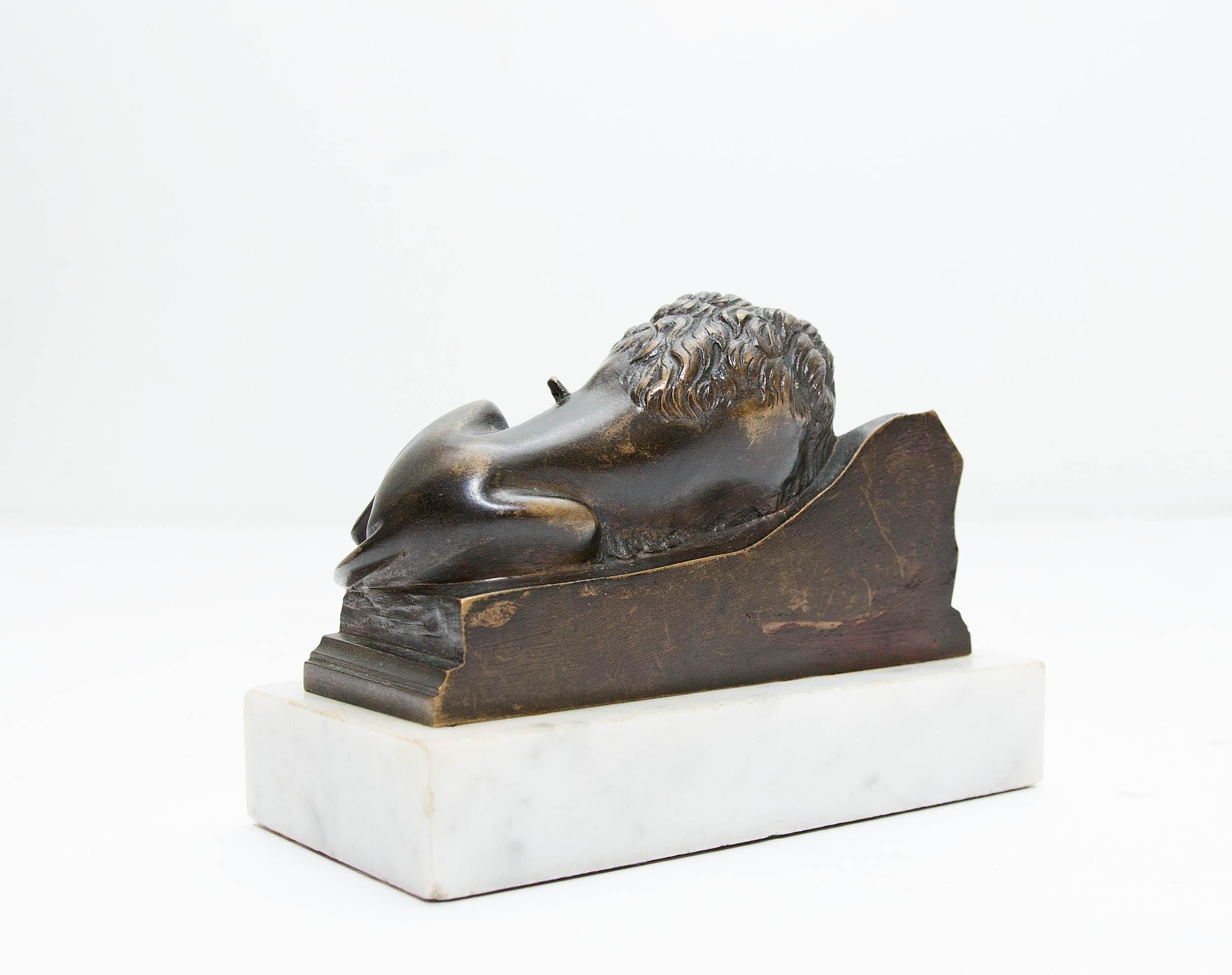 Patinated The Lion of Lucerne Grand Tour Bronze Sculpture