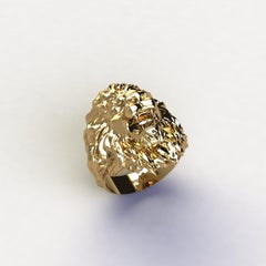 FERRUCCI 18k Yellow Gold Lion Ring, Art Nouveau, Unisex, Made to Order
