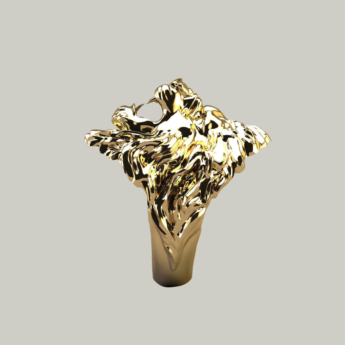 Art nouveau Bague lion en or massif 18 carats avec anneau en vente