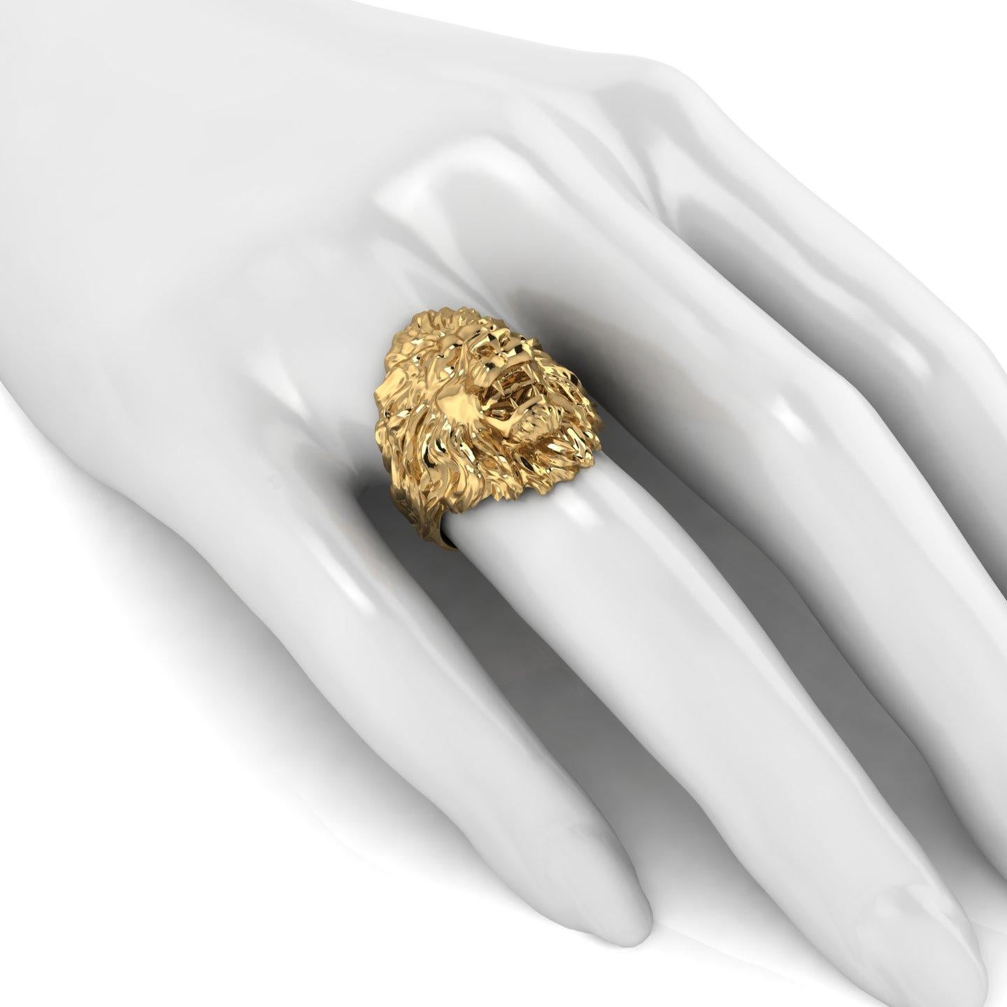 Bague lion en or massif 18 carats avec anneau Neuf - En vente à New York, NY
