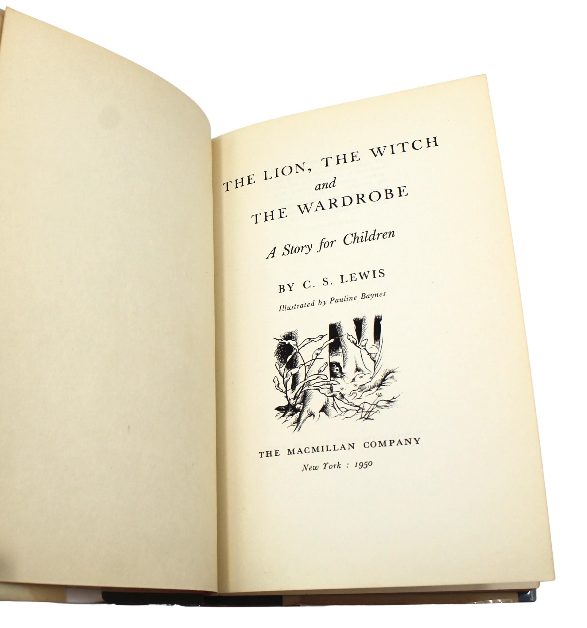 The Lion, The Witch, and The Wardrobe by C. S. Lewis, First US Edition in DJ For Sale 3