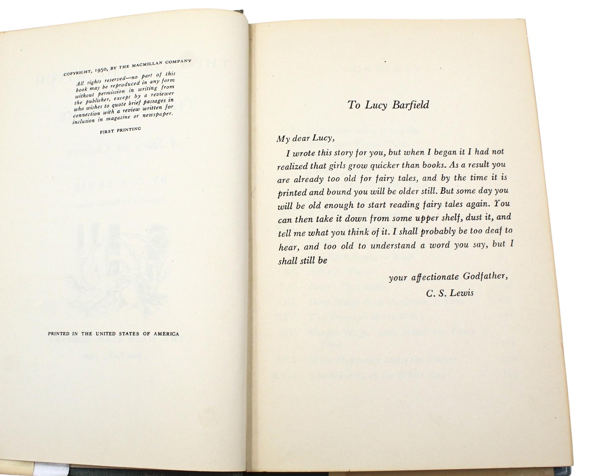 The Lion, The Witch, and The Wardrobe by C. S. Lewis, First US Edition in DJ 3