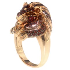 Zorab Creation Red Sapphire and Brown Diamond The Lioness Cocktail Ring