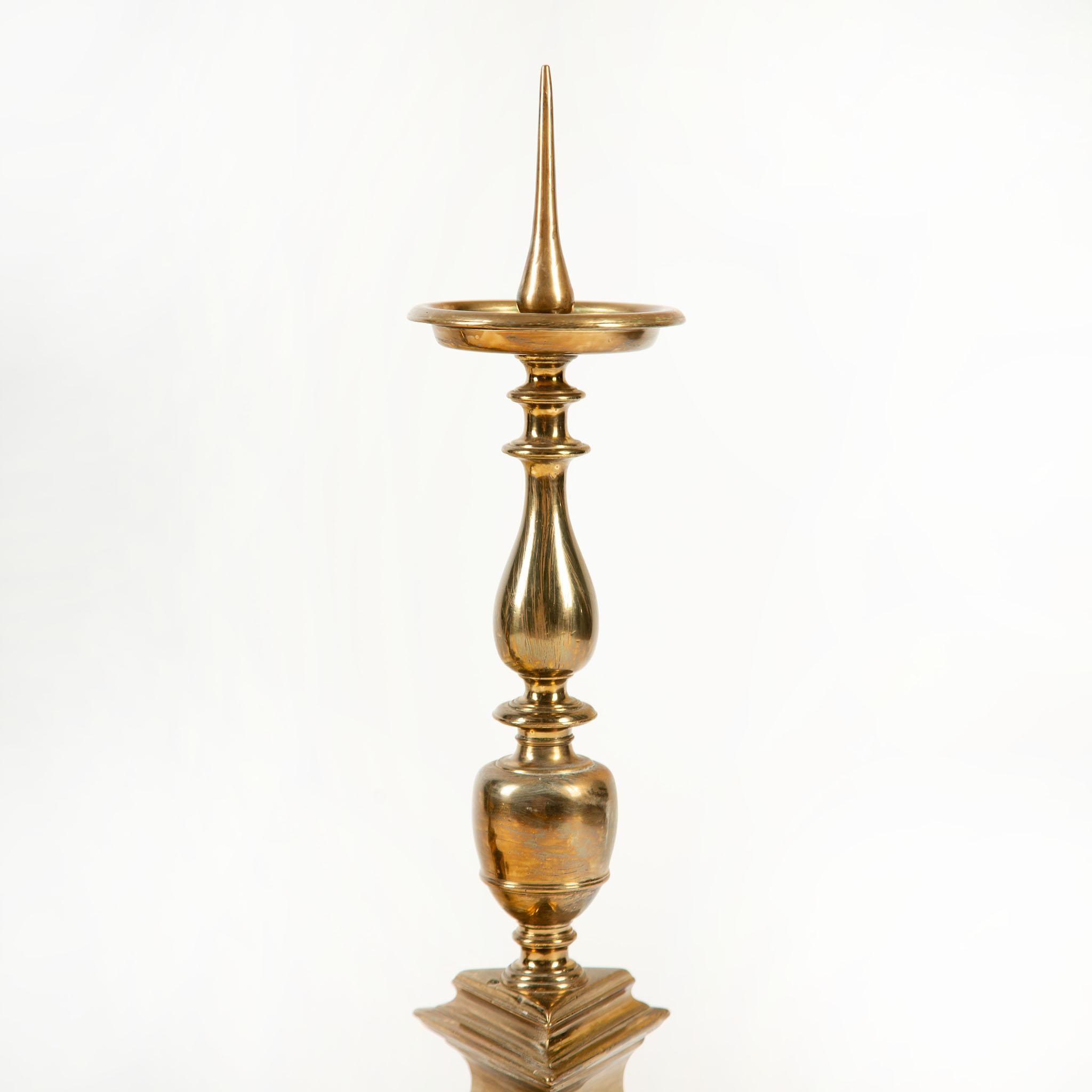 The Lion’s Foot Flame: French Altar Pricket Candlesticks In Excellent Condition For Sale In New York, NY
