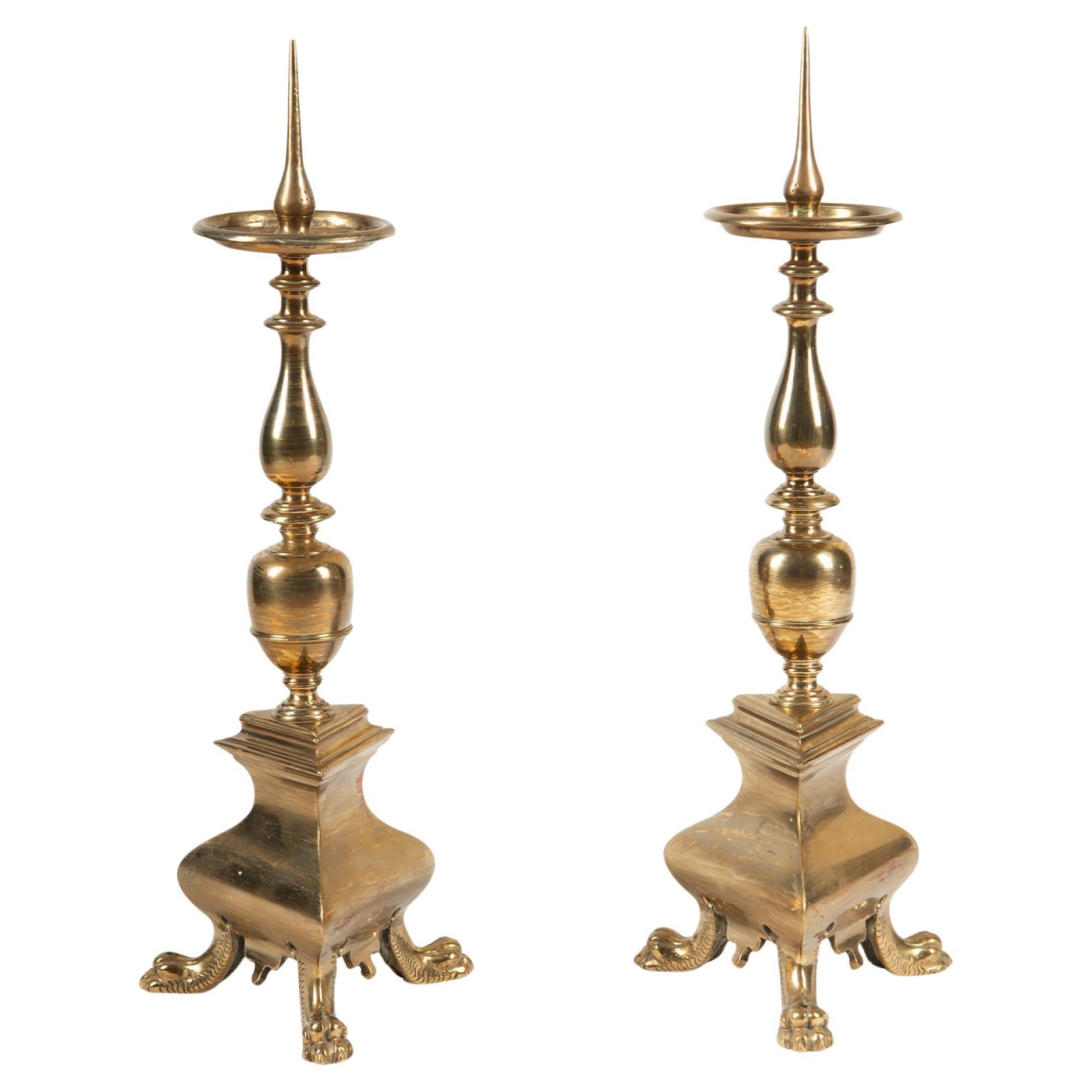 The Lion’s Foot Flame: French Altar Pricket Candlesticks For Sale