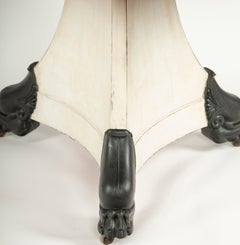 The Lion’s Foot Table: 19th C Center Table w/ Marble Top and Iron Lion Paw Feet