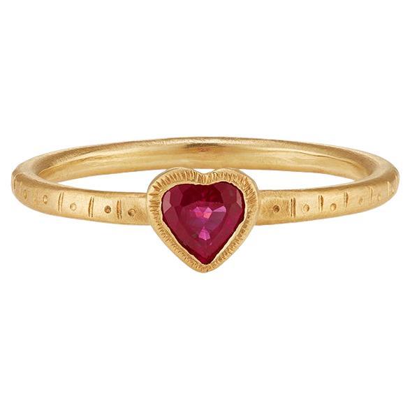 For Sale:  The Lippika Ethical Ring 18ct Fairmined Gold 0.25 Ruby Heart