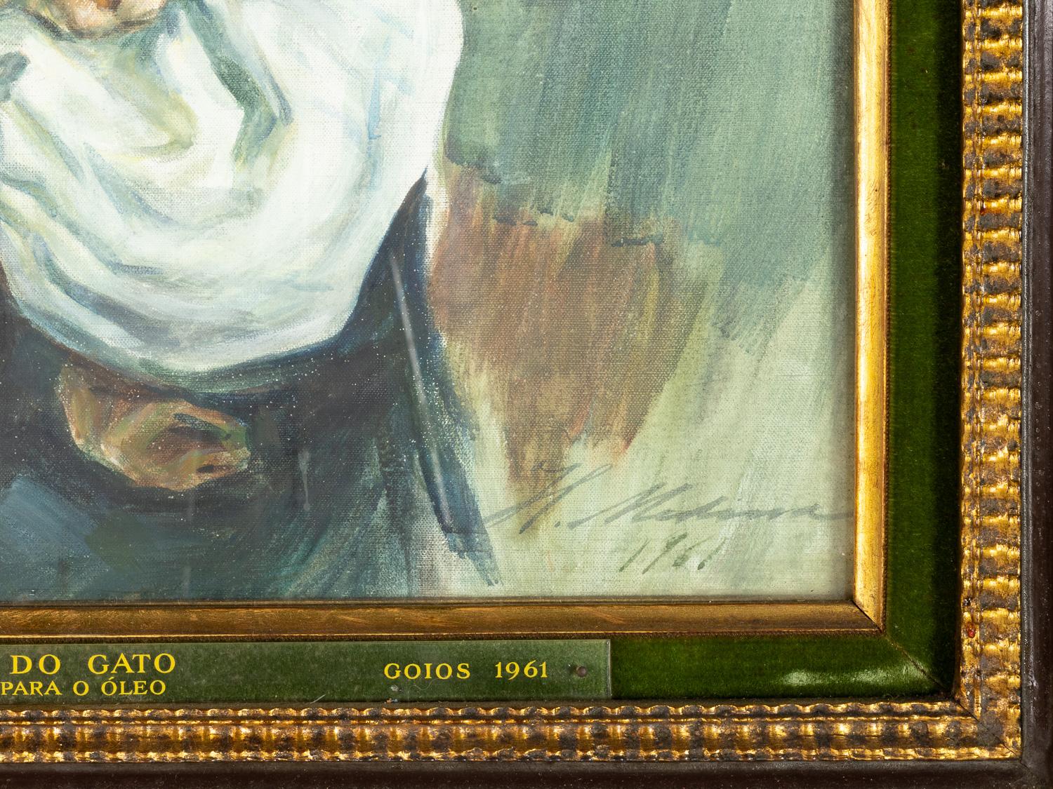 The Little Boy With the Cat by Henrique Medina, 1961, Portugal In Good Condition For Sale In Lisbon, PT