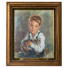 Der kleine Junge mit der Katze von Henrique Medina, Portugiesische Schule, 1961