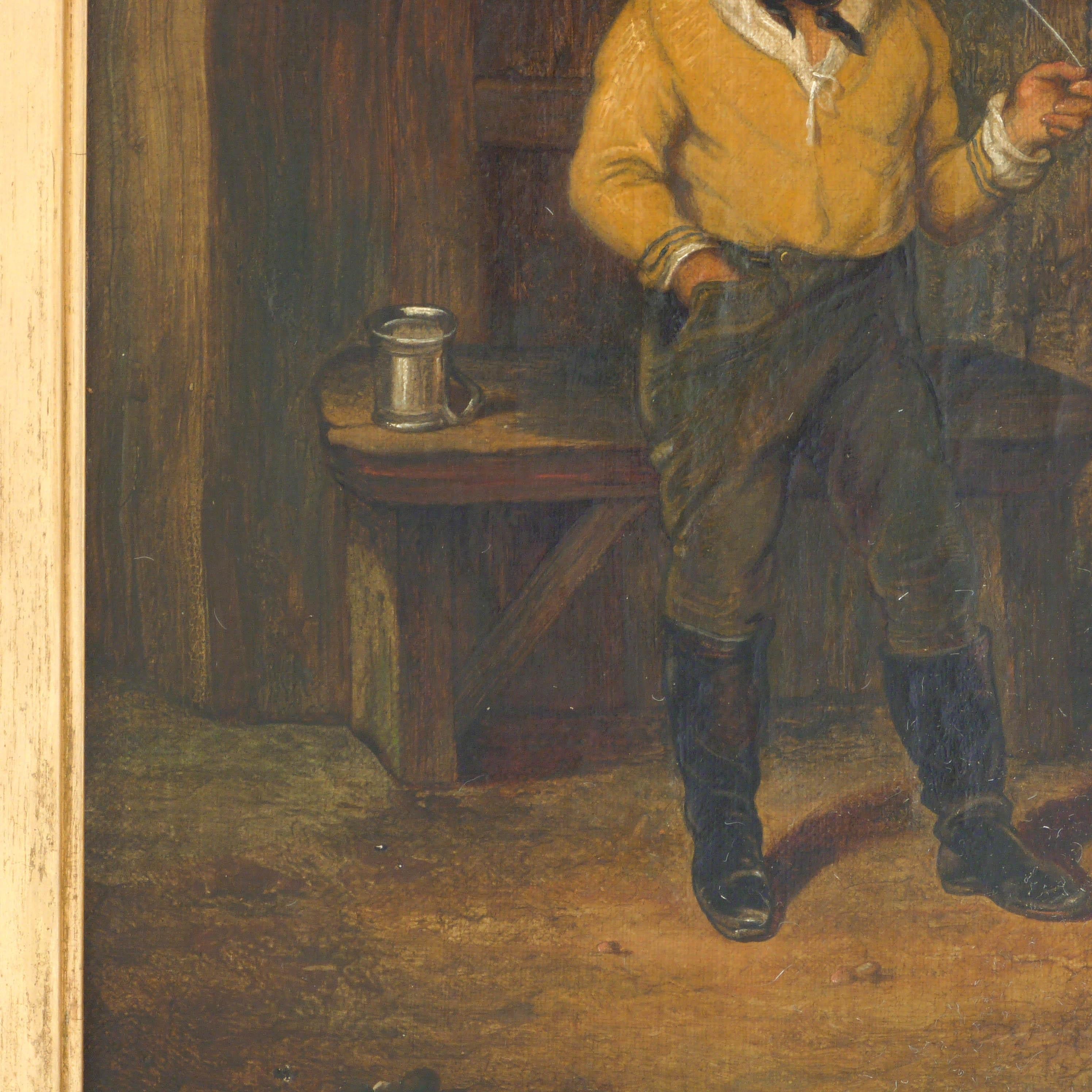 Viktorianisches Ölgemälde - Der kleine gelbe Mann (Spätes 19. Jahrhundert) im Angebot