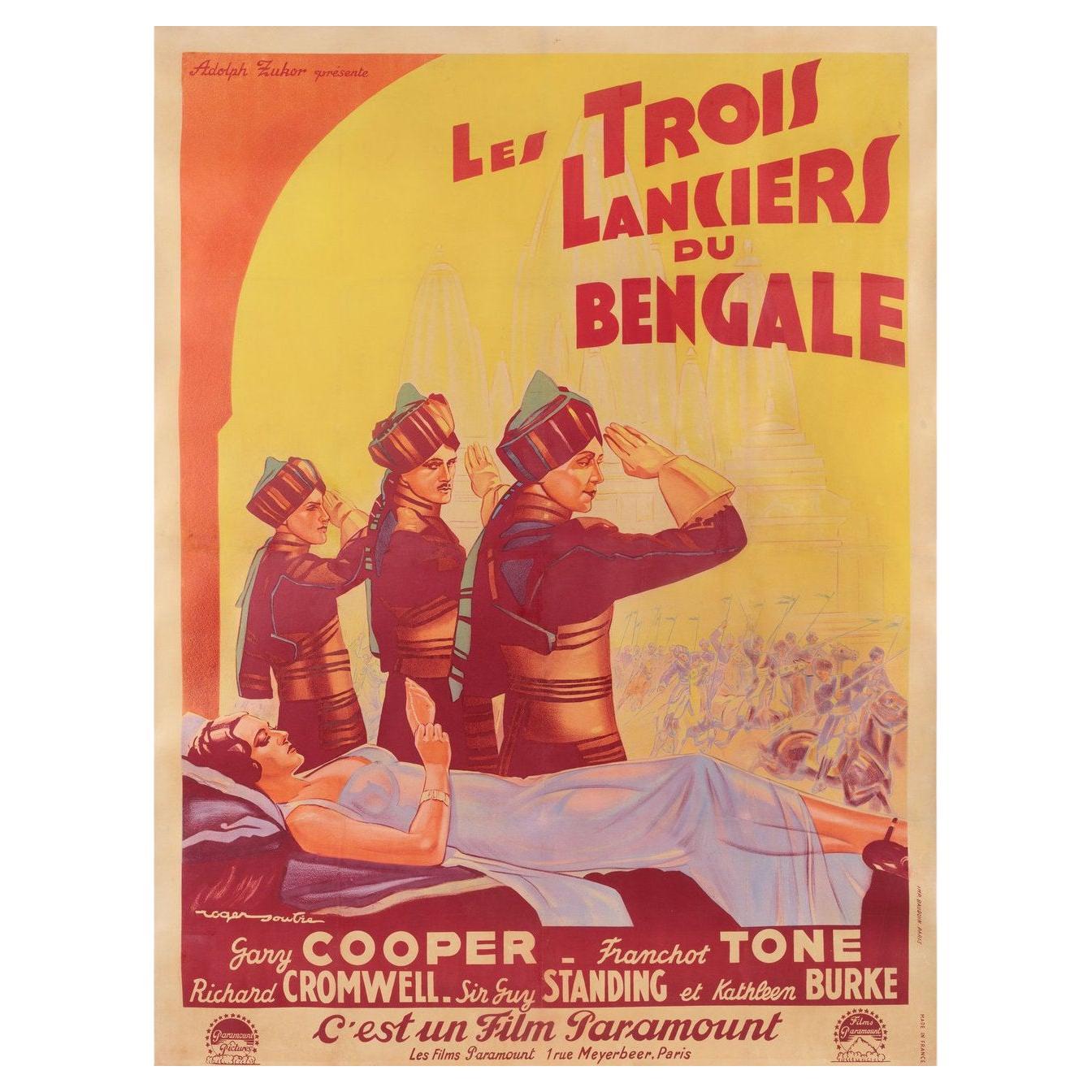The Lives of a Bengal Lancer 1940s French Grande Film Poster