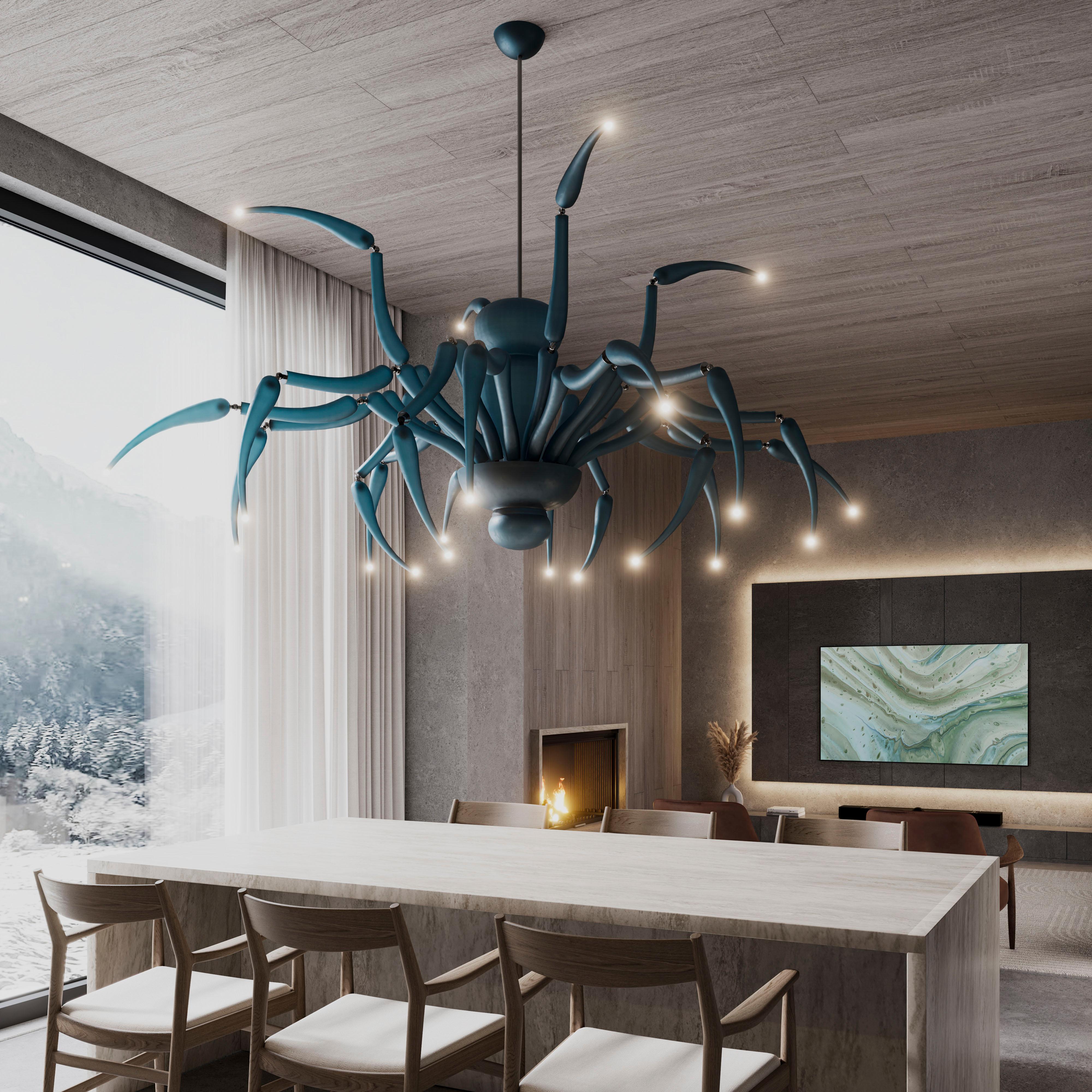 The Lob One-of-a-kind Art Chandelier - matt black Murano Glass by Multiforme For Sale 1