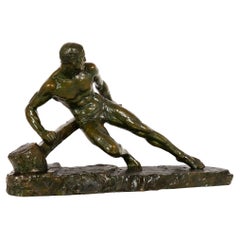 “The Lock” Antique Art Deco French Bronze Sculpture by Pierre Le Faguays