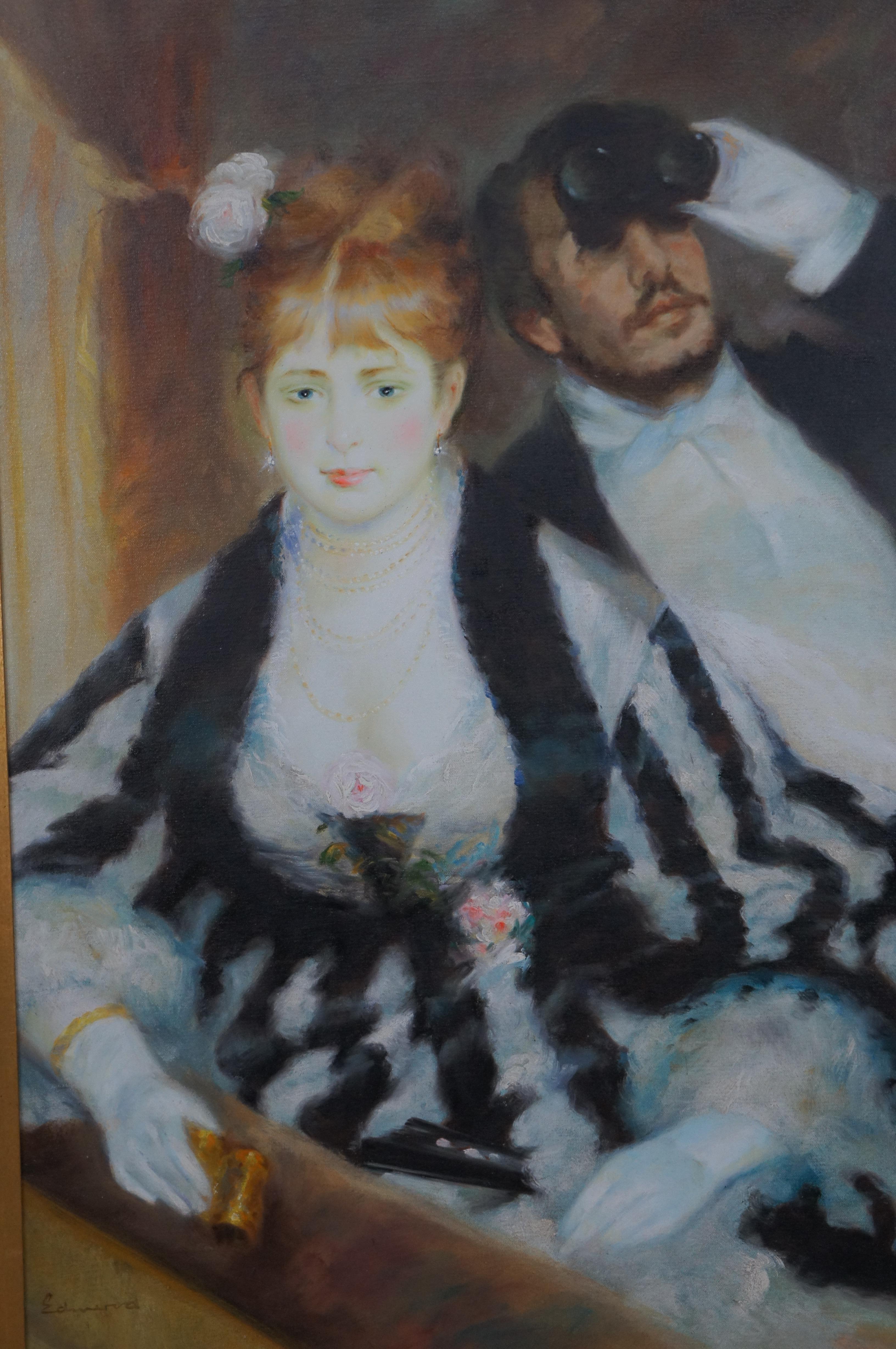 La Logia - Después de Pierre Auguste Renoir Pintura al óleo impresionista Marco de retrato siglo XX