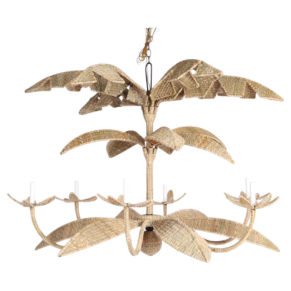 The Lola Wicker Palm Leaf Chandelier from the FS Flores Collection