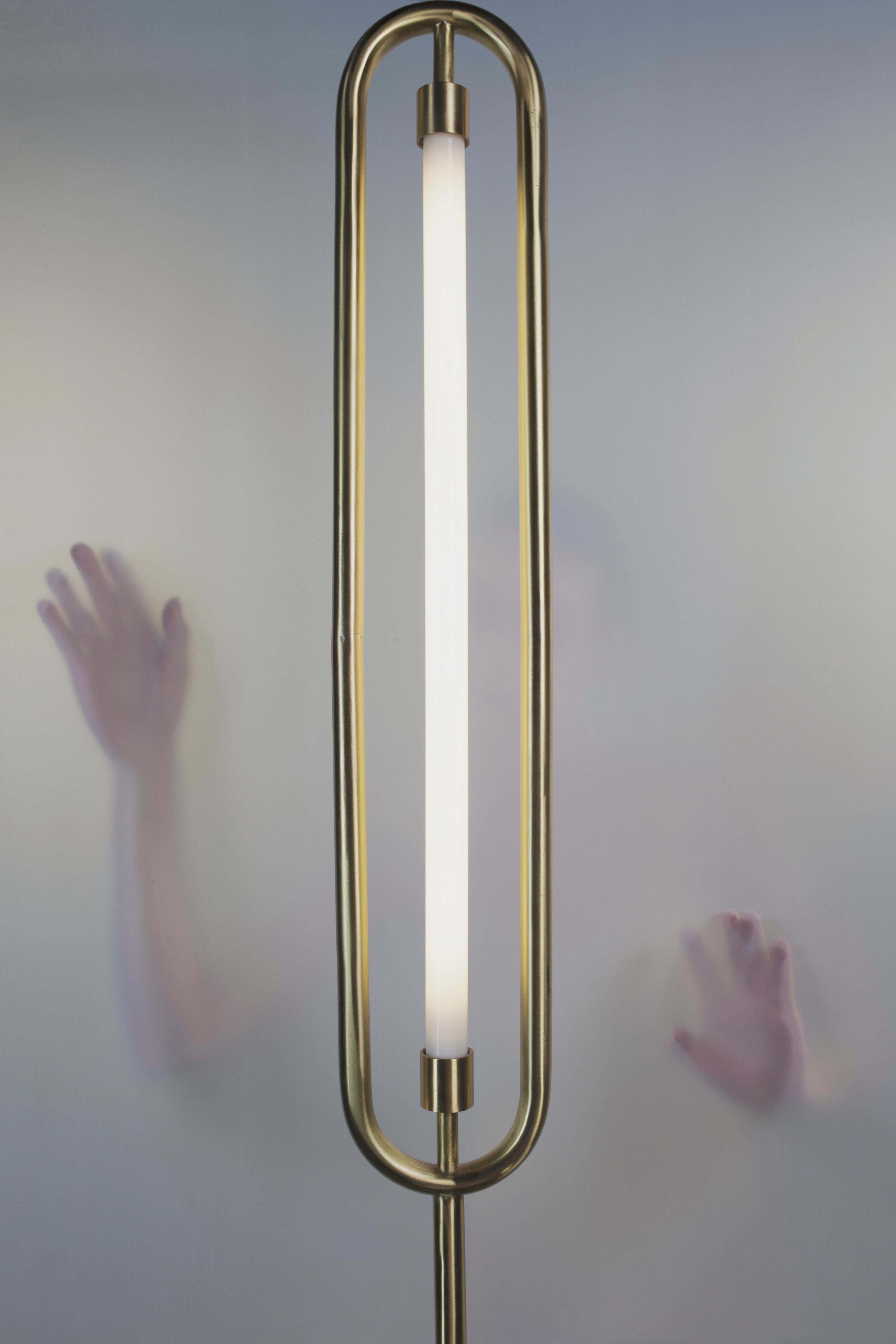 Bauhaus The Loop Floor Lamp with Integrated LED and Brass For Sale
