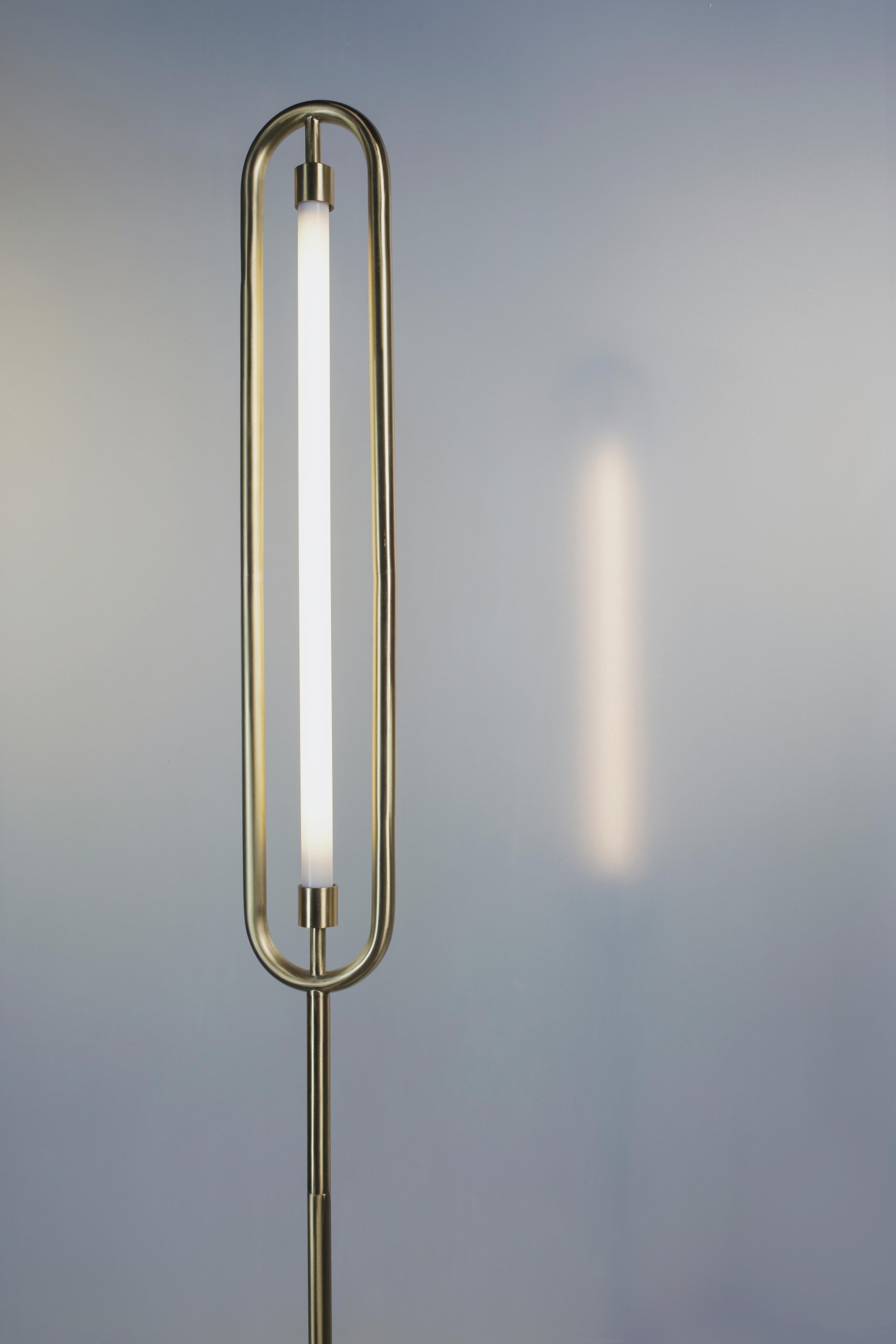 Indian The Loop Floor Lamp with Integrated LED and Brass For Sale
