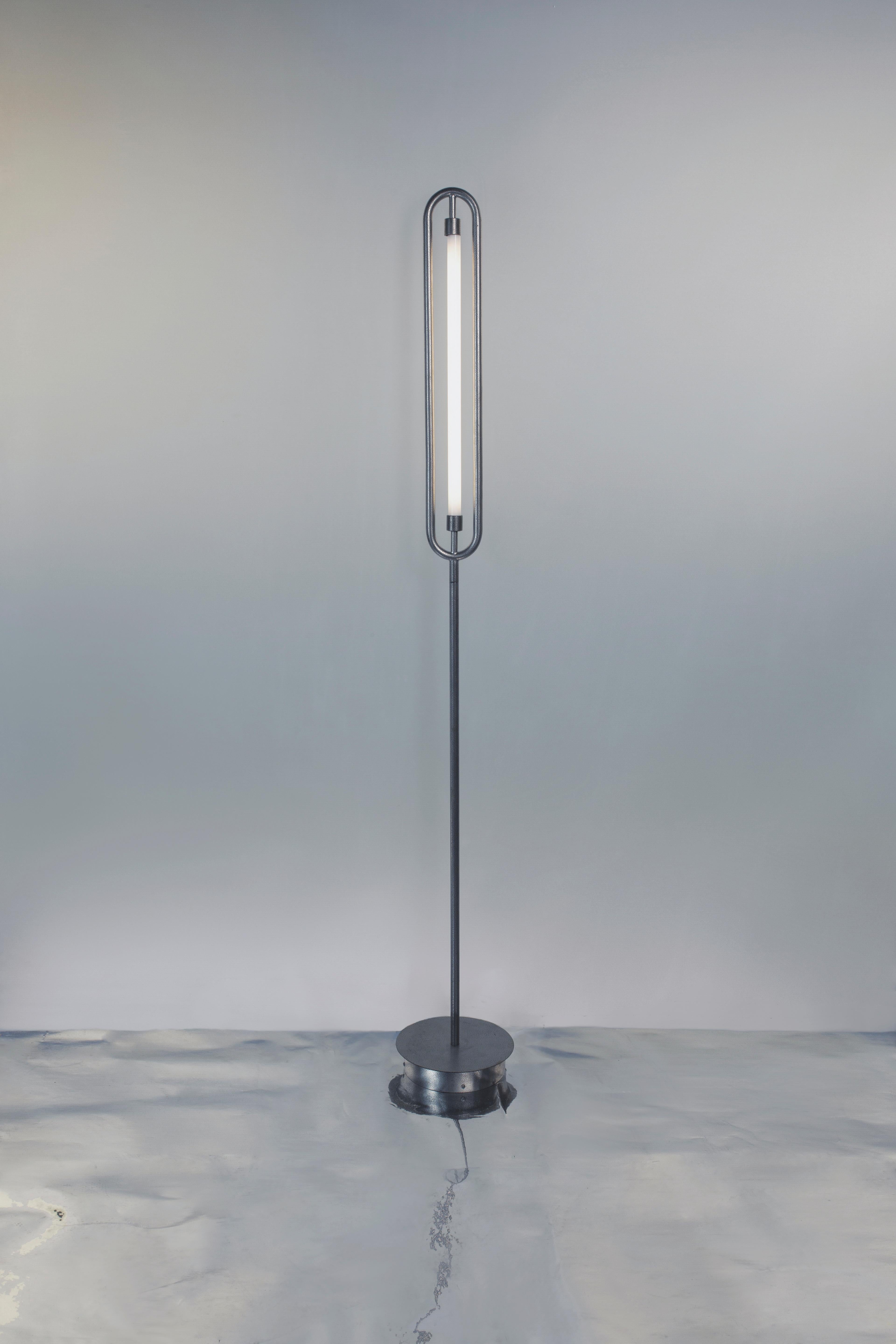 Metal The Loop Floor Lamp with Integrated LED and Brass For Sale