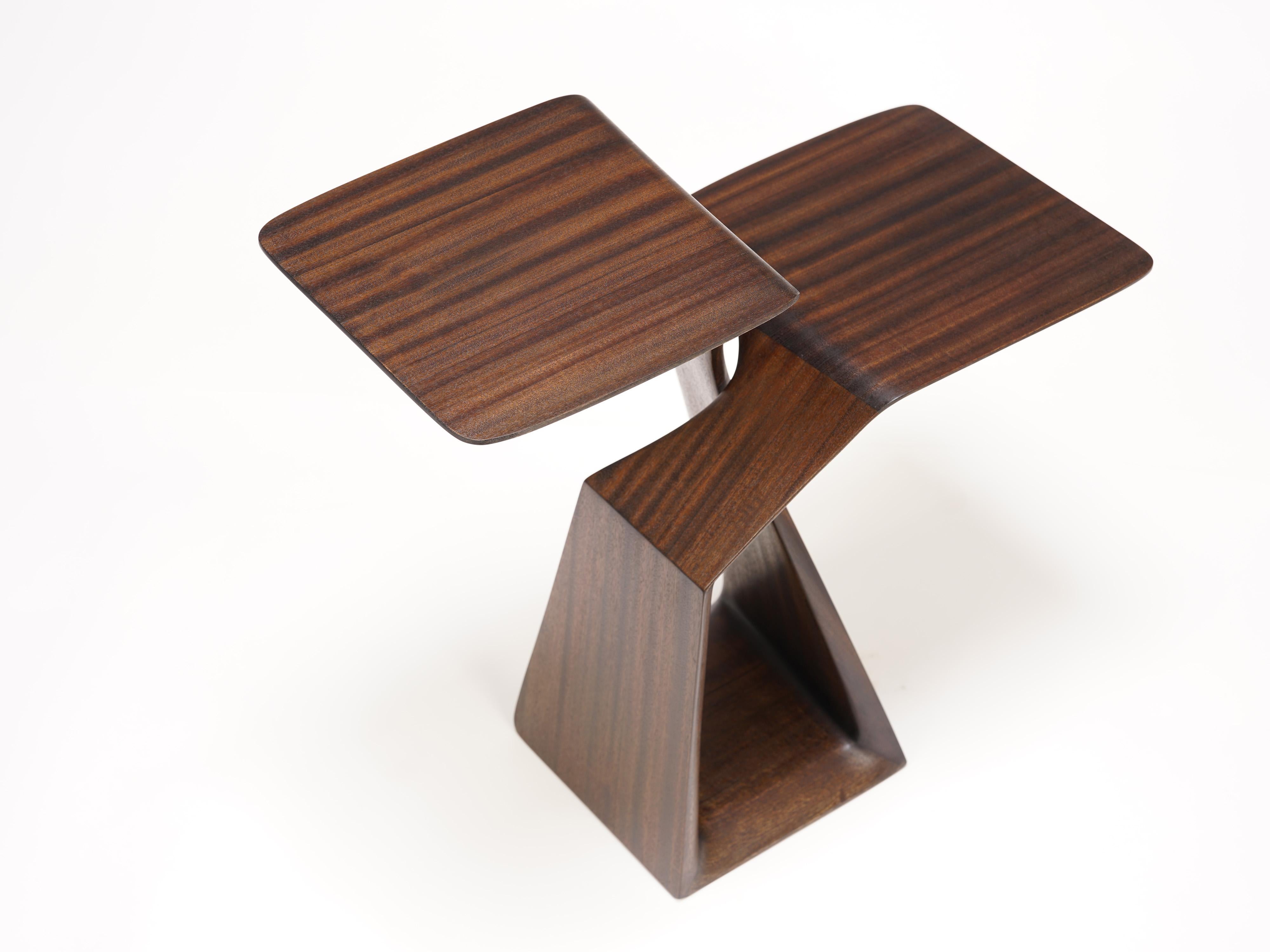 Carved THE LOOP:- Organic, Sculpted, Contemporary Sapele Drink Stand, TV Table For Sale