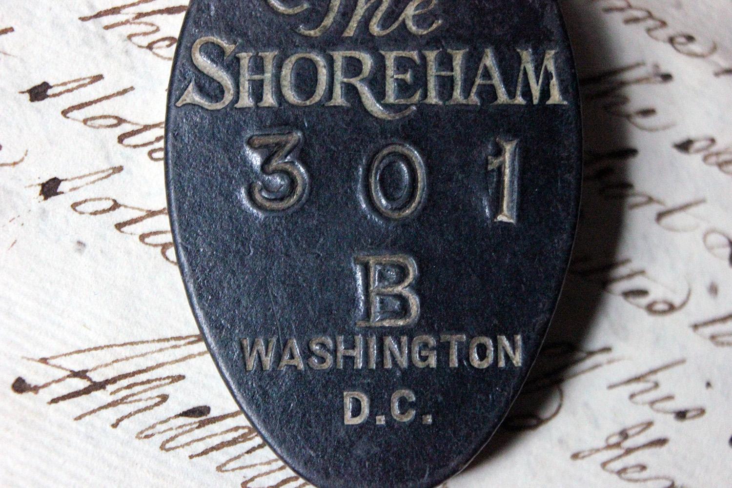 The Lost Key, A c.1930s Hotel Key for Room 301B, The Shoreham, Washington USA 3