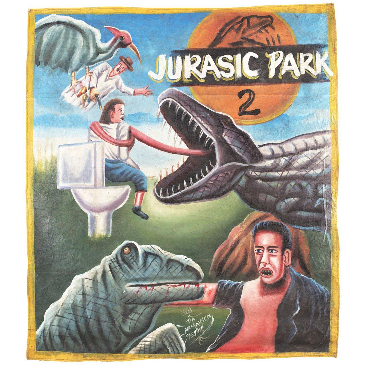 Affiche originale ghanéenne des années 2000 pour le film de 1997 Le monde perdu : Jurassic Park réalisé par Steven Spielberg avec Jeff Goldblum / Julianne Moore / Pete Postlethwaite / Howard. Bon-Très bon état, Rolle. Veuillez noter que la taille