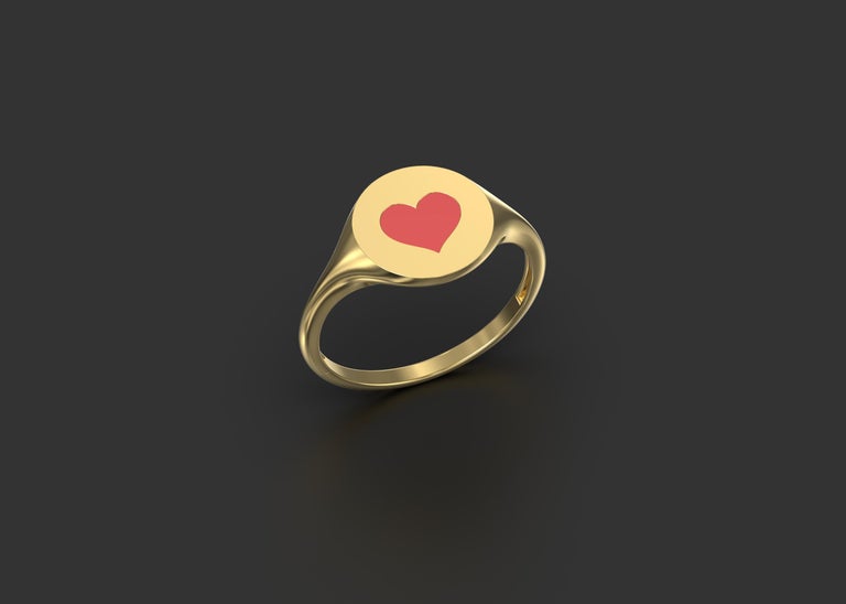 For Sale:  The Love Heart Ring, 14K Yellow Gold 3