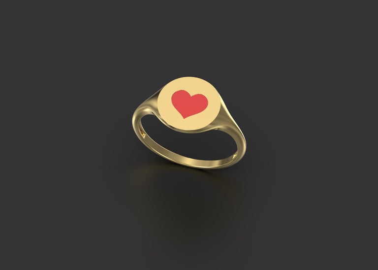 For Sale:  The Love Heart Ring, 14K Yellow Gold 4