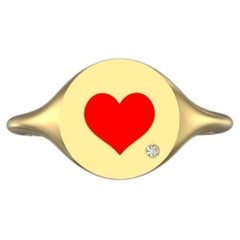The Love Heart Ring with Diamond, 14K Yellow Gold