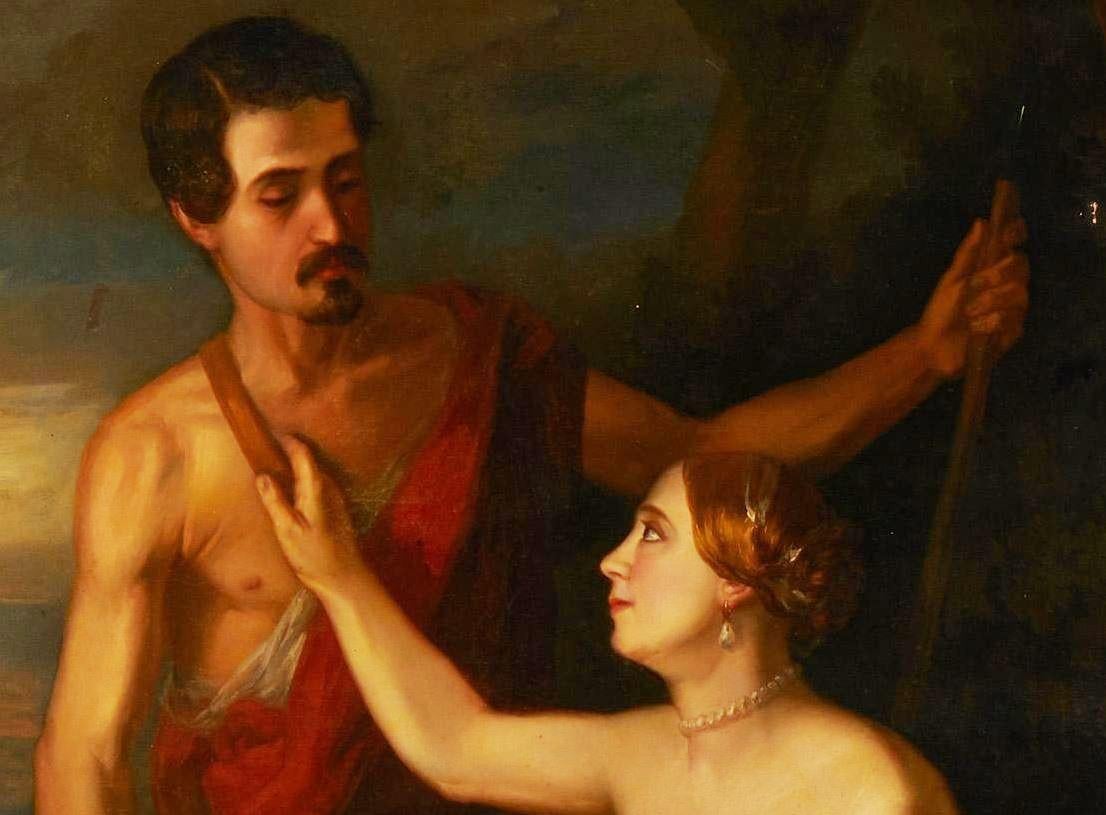 The Lovers Peinture à l'huile sur toile, début du 20e siècle Bon état - En vente à Cypress, CA