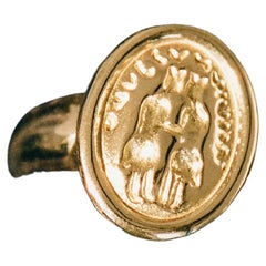 Lovers Signet, 18k Gold Intaglio Carved Ring