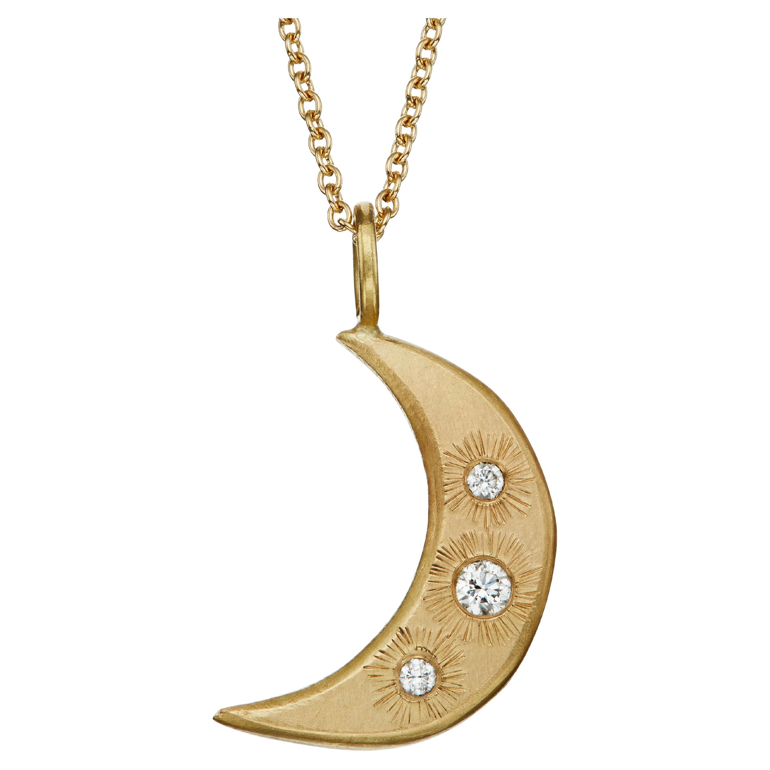 The Lunita Moon Amulet 18ct Fairmined Gold and CanadaMark Diamonds For Sale