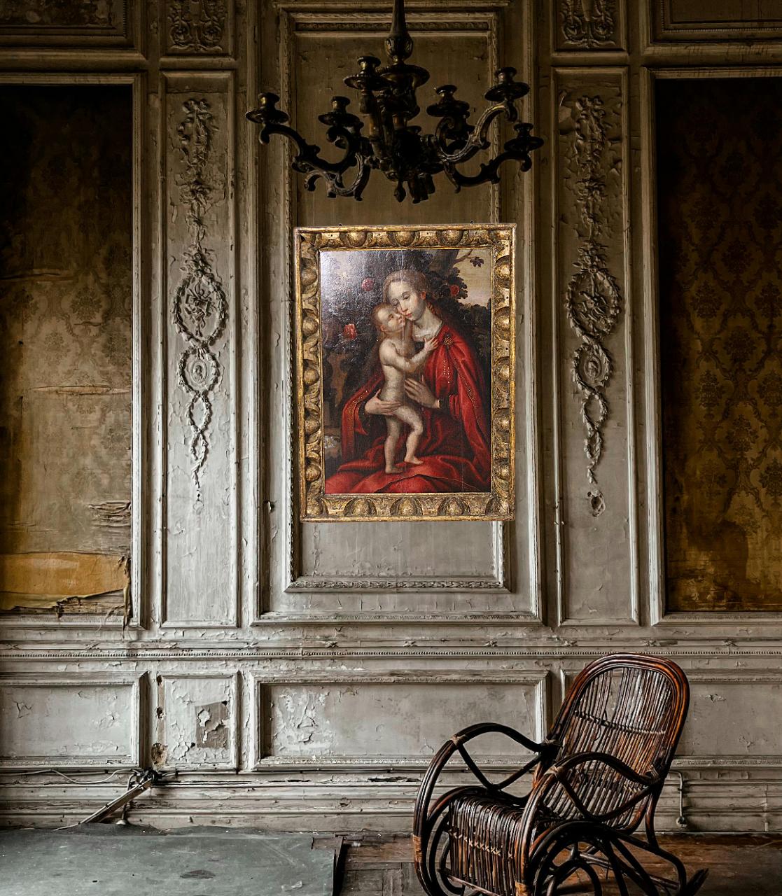 Early 17th Century Flemish 16th century Madonna in a Rose Garden For Sale