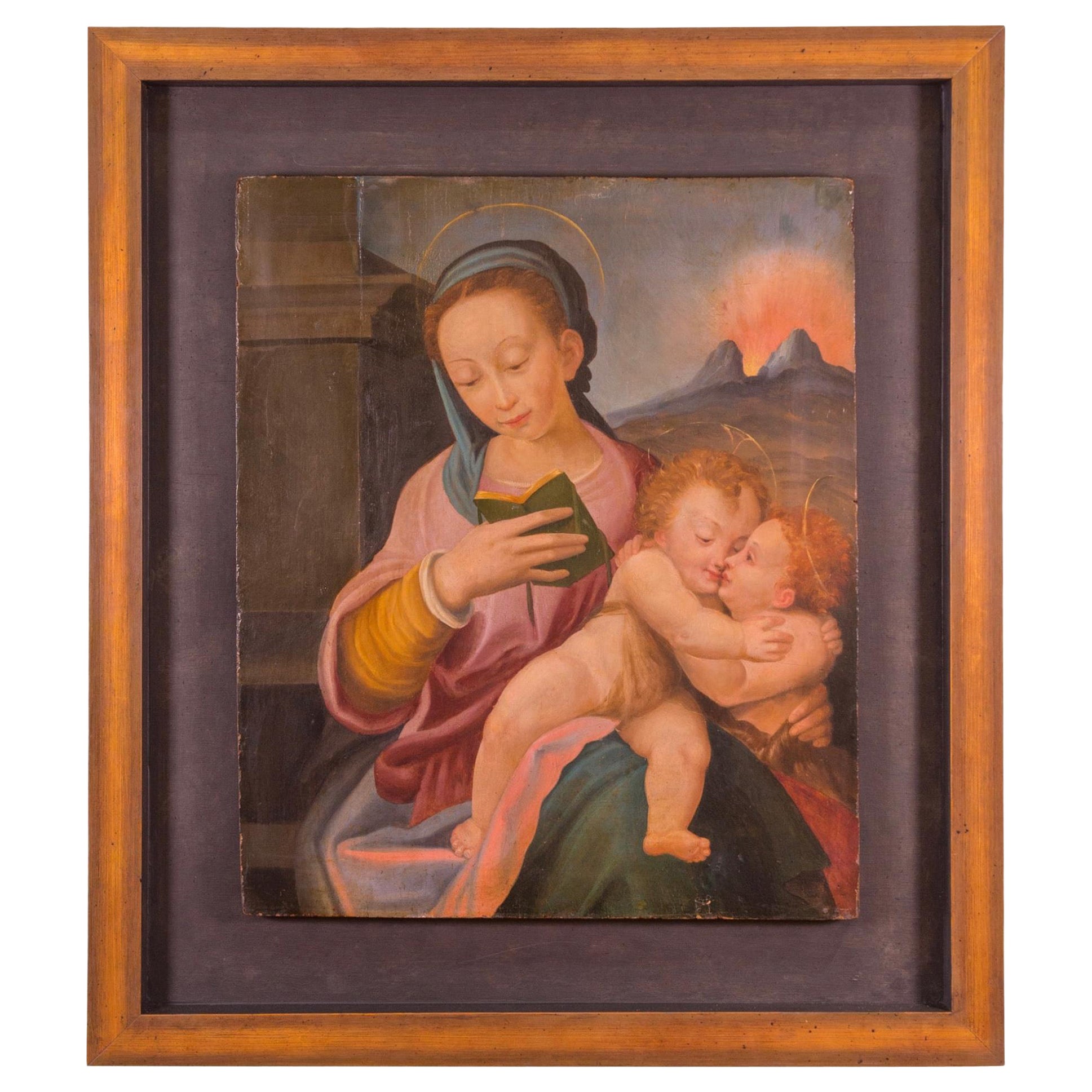 The Madonna with Christ Child and the Infant St. John the Baptist, handbemalt im Angebot