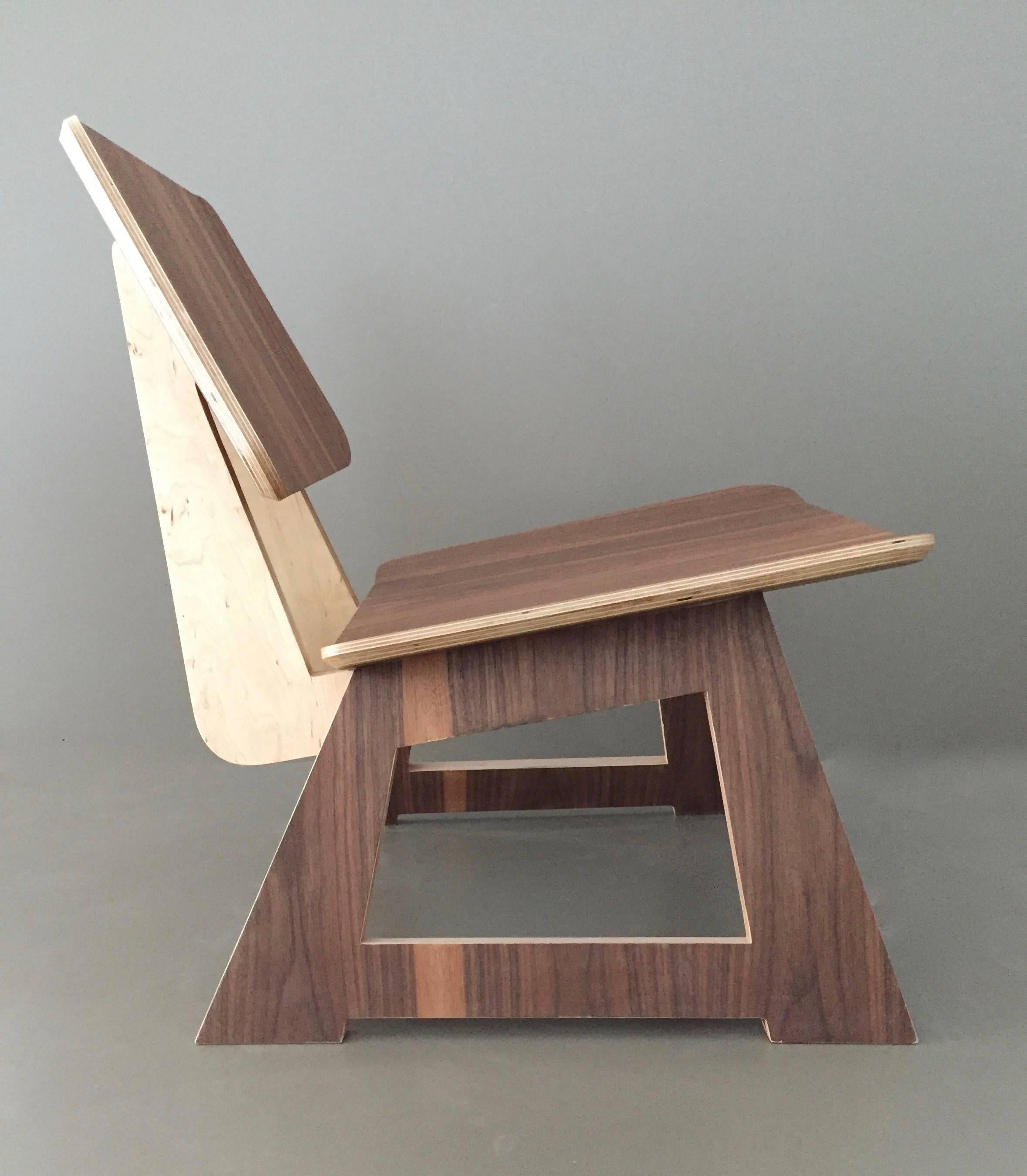 Austrian Mafoo Lounge Chair Walnut veneered plywood handmade by Lee Matthews For Sale