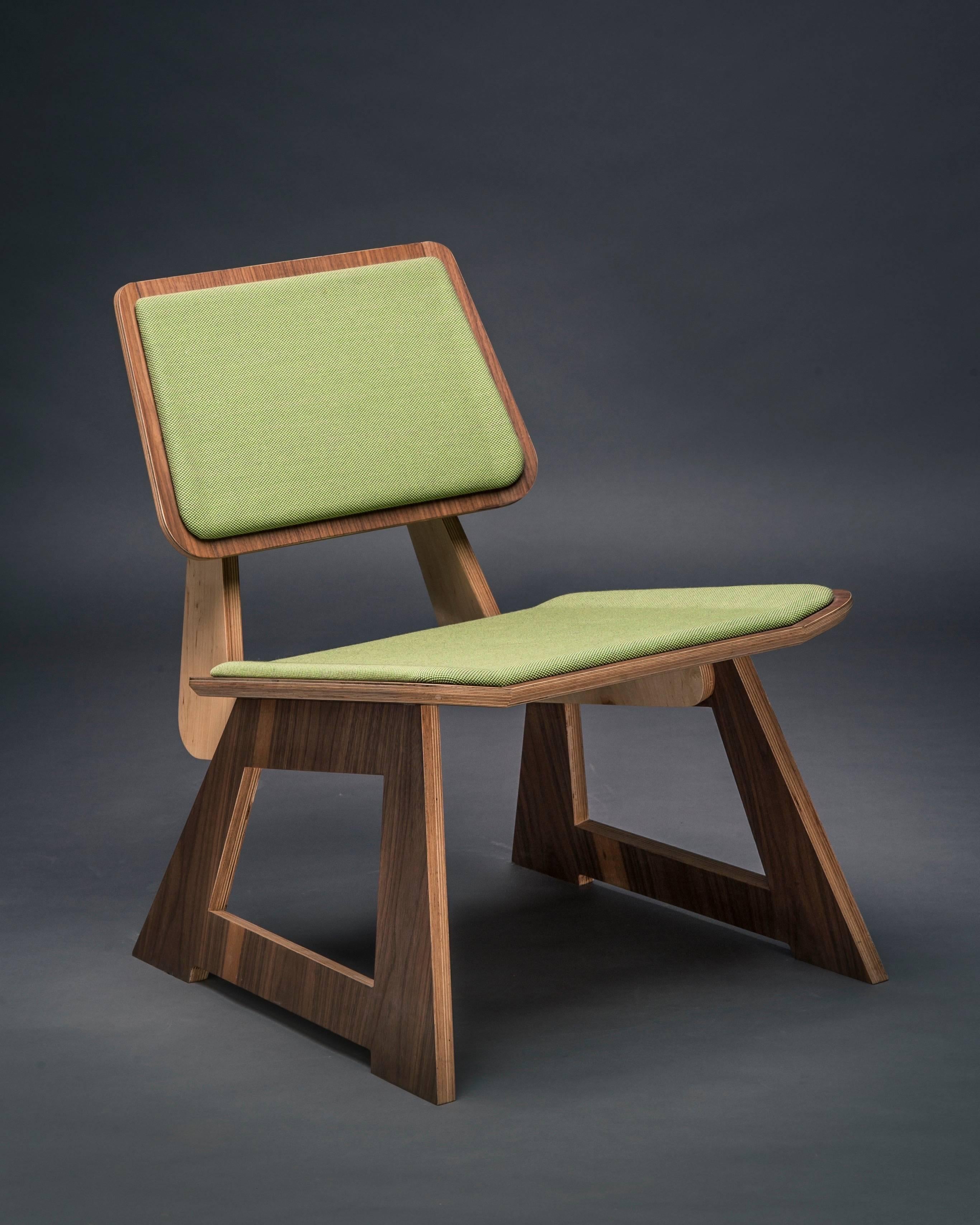 Contemporary Mafoo Lounge Chair Walnut veneered plywood handmade by Lee Matthews For Sale