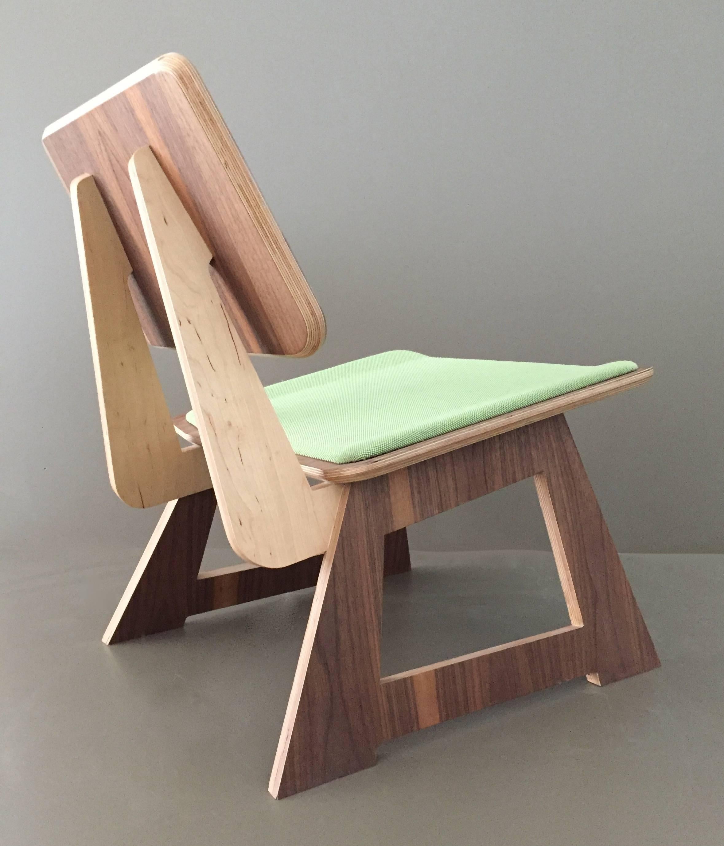 Plywood Mafoo Lounge Chair Walnut veneered plywood handmade by Lee Matthews For Sale