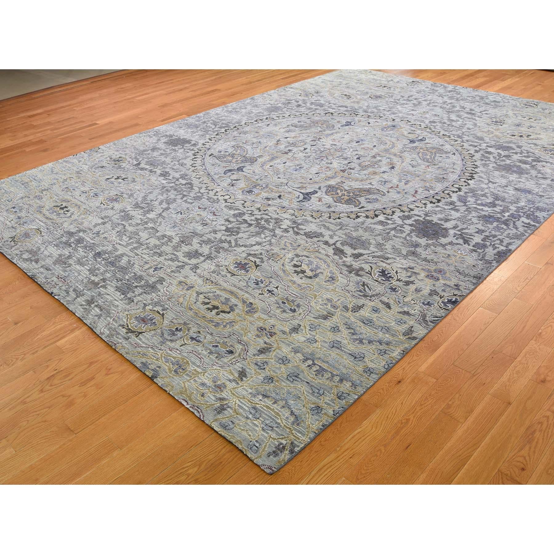 Hand-Knotted The Maharaja Pure Silk with Oxidized Wool Hand Knotted Oriental Rug