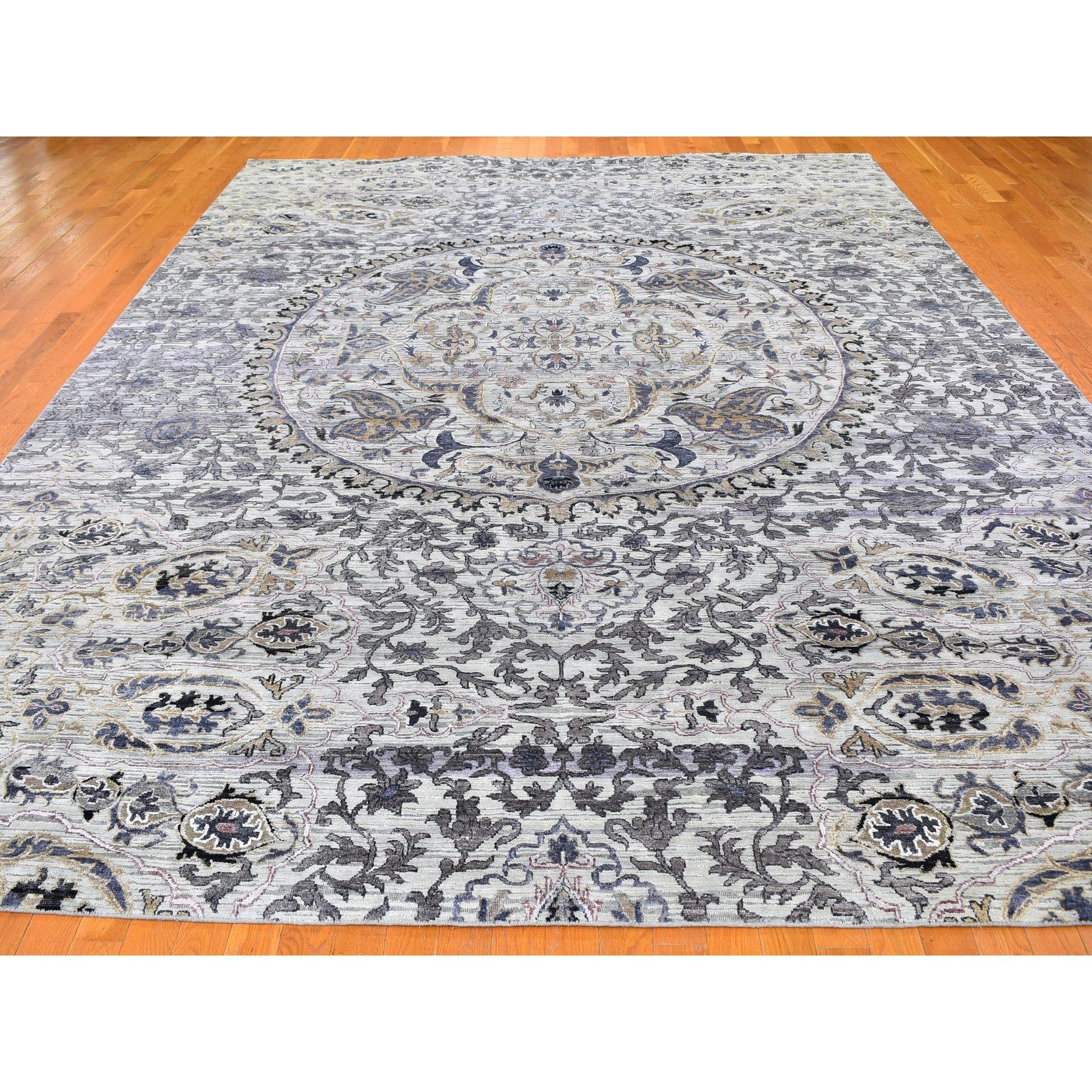 THE MAHARAJA Handgeknüpfter Orientteppich aus reiner Seide mit strukturierter Wolle 10' x 14'2