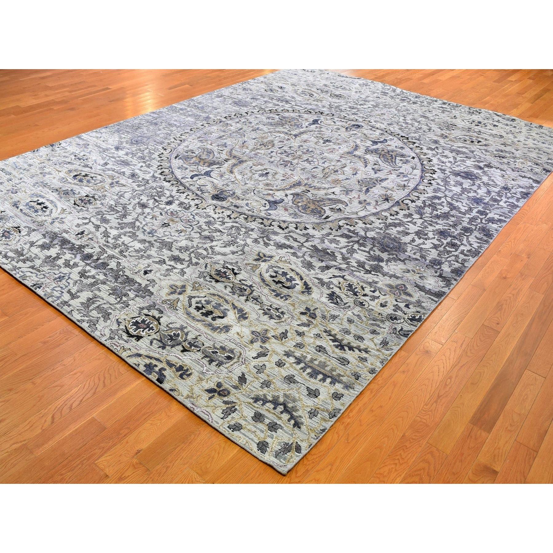 THE MAHARAJA Handgeknüpfter Orientteppich aus reiner Seide mit strukturierter Wolle 10' x 14'2