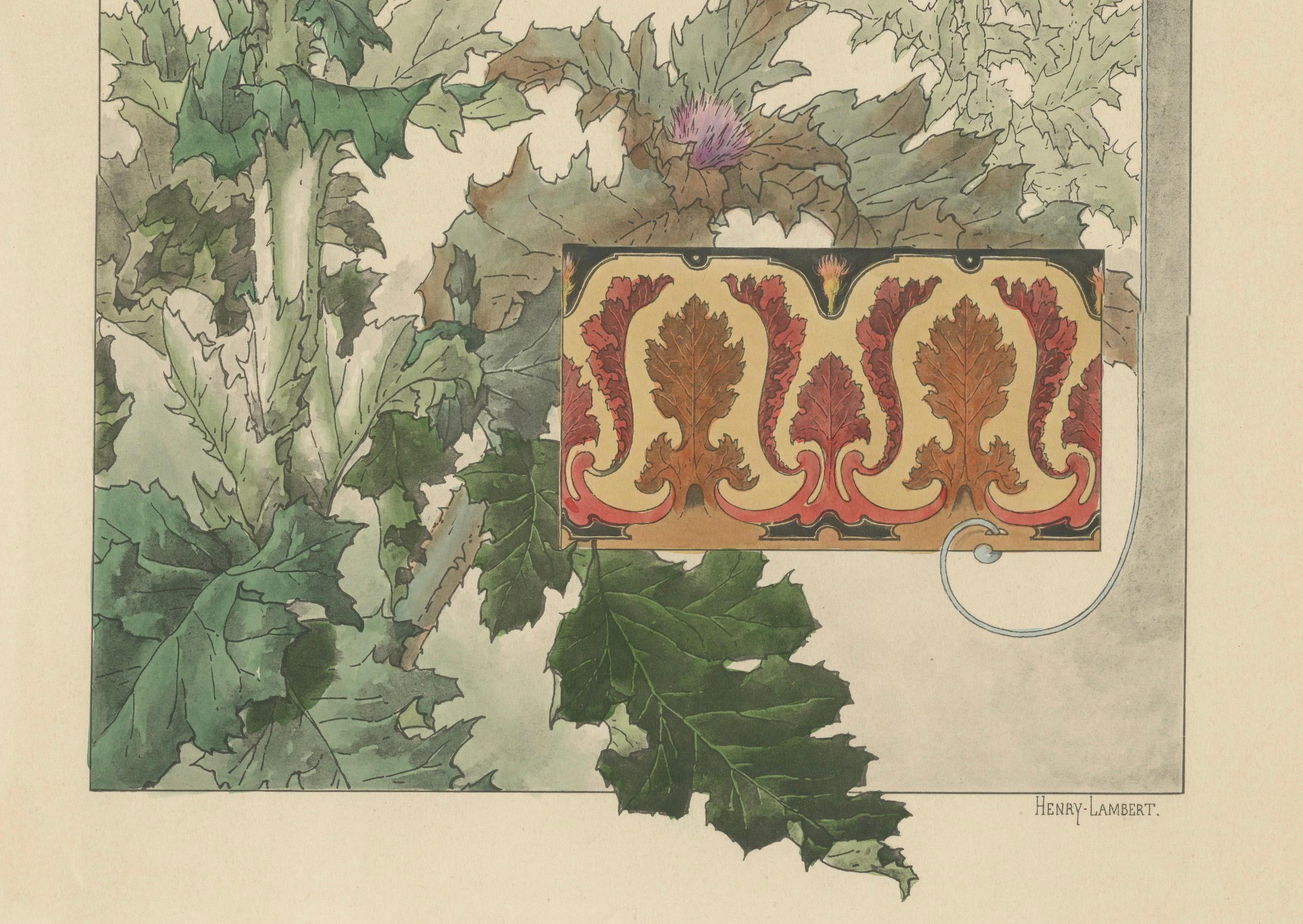 Le chardon majestueux : une étude Art nouveau d'Henry Lambert, 1896 Bon état - En vente à Langweer, NL