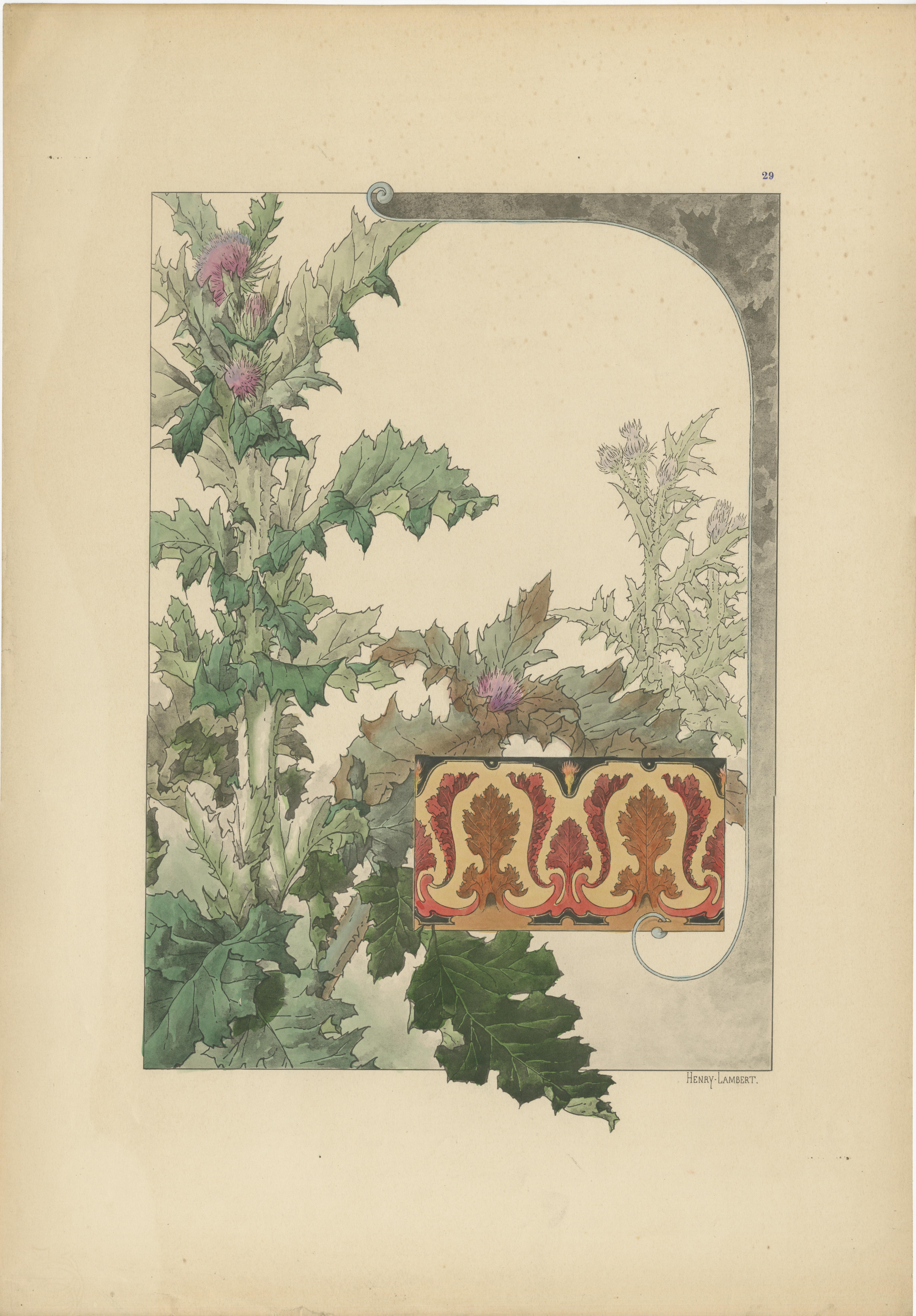 Le chardon majestueux : une étude Art nouveau d'Henry Lambert, 1896 en vente 1
