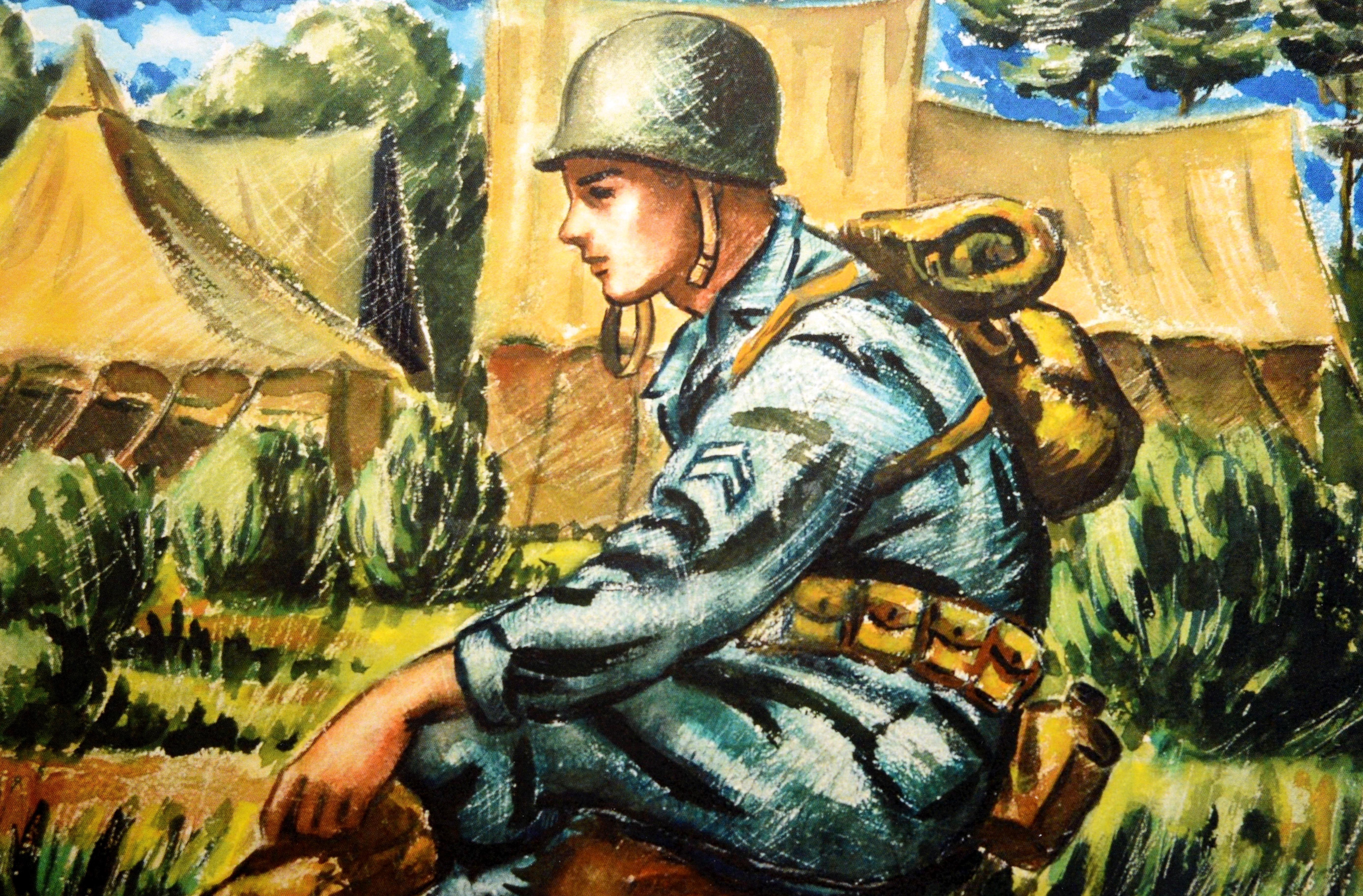 Making of an American Army: Das Kunstwerk von Frederick Counsel aus dem Zweiten Weltkrieg im Angebot 9