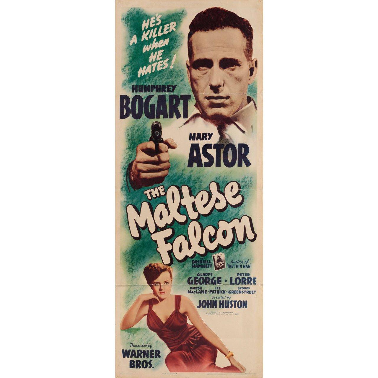 Original 1941 U.S. insert poster for the film The Maltese Falcon directed by John Huston with Humphrey Bogart / Mary Astor / Gladys George / Peter Lorre. Very Good-Fine condition, folded. Many original posters were issued folded or were subsequently